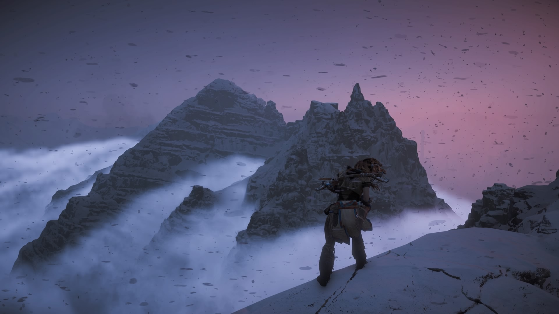 Die Abgeschiedenheit dieser von Schneesturm und Wolken umspielten Berggipfel erfüllt das Begehren nach ‚unberührter’ Umwelt.
