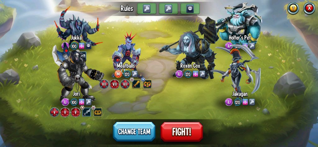 Fig. 1. A screenshot from Monster Legends. Sometimes I name monsters after my colleagues.